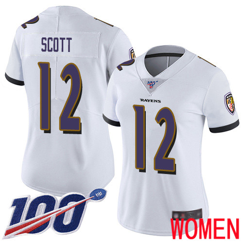 Baltimore Ravens Limited White Women Jaleel Scott Road Jersey NFL Football #12 100th Season Vapor Untouchable